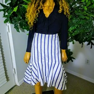 Ralph Lauren navy white striped ruffle skirt sz 10